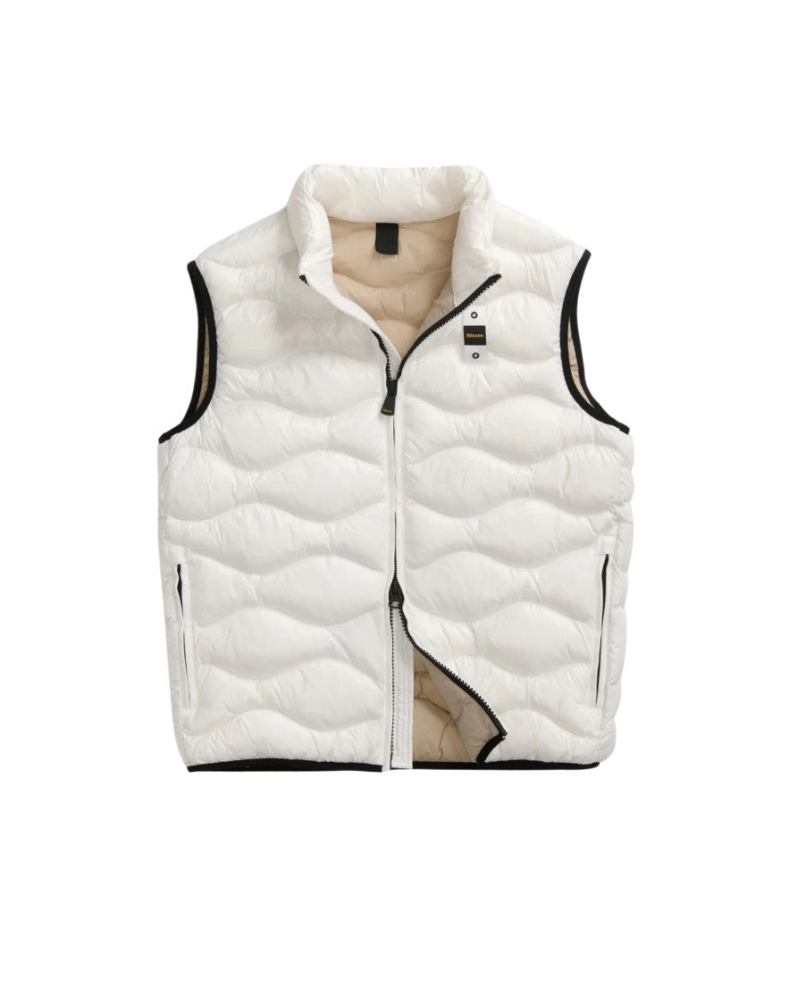 Blauer White Micro-Rip Nylon Padded Vest