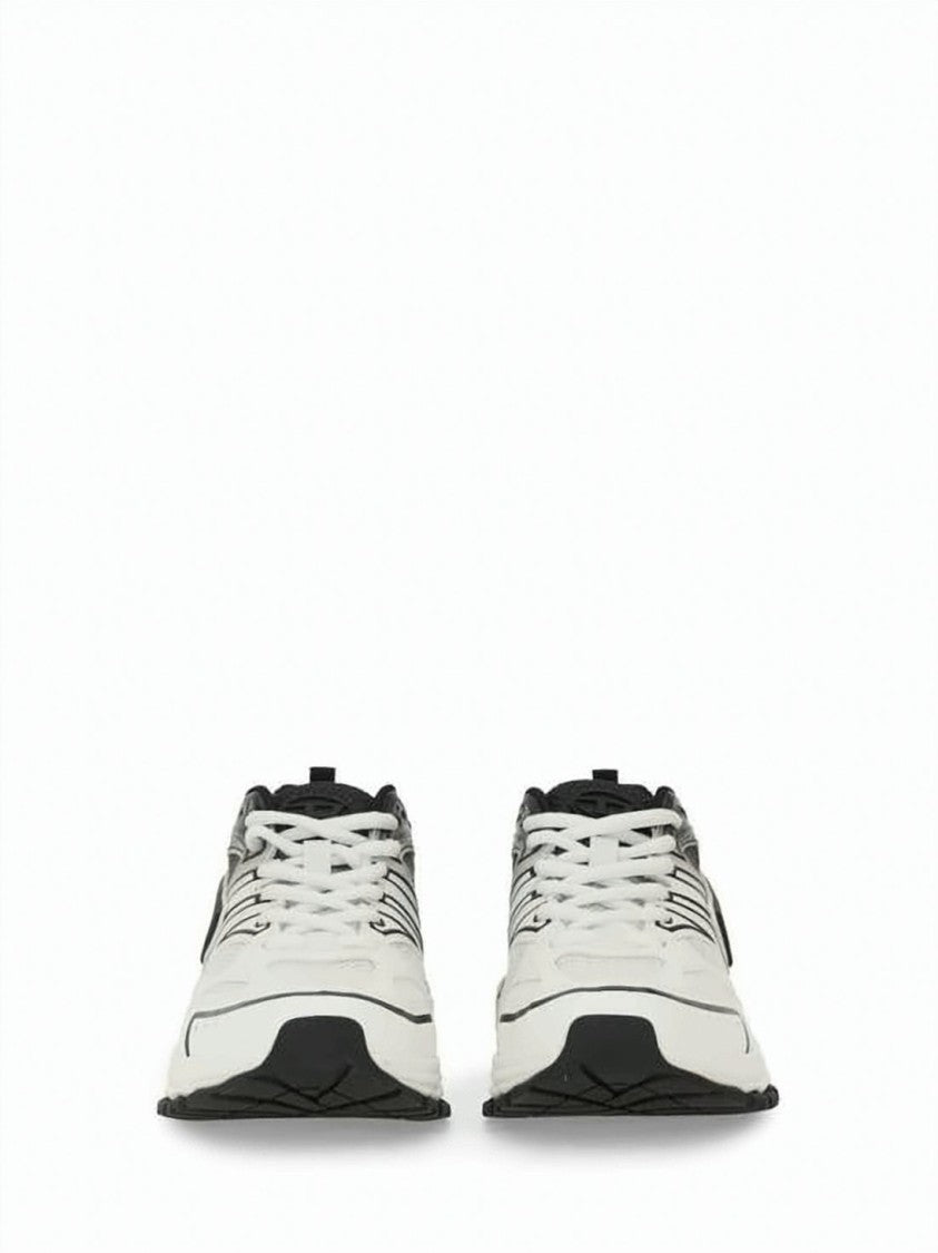 Diesel Dynamic White And Black Sneakers With Mesh Panels