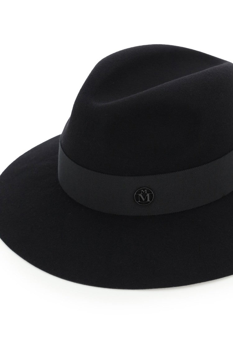 Maison Michel Wide-Brimmed Rabbit Felt Hat With Ribbon Band