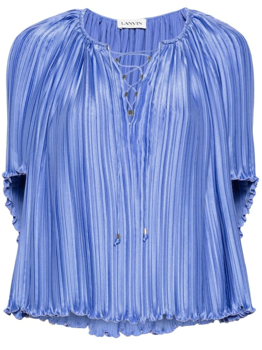Lanvin Charmeuse Plissé Top