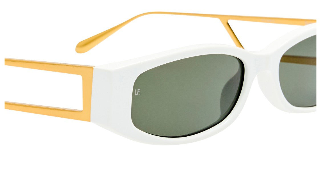 Linda Farrow Lfl Oversized White Frame Sunglasses With Gold-Tone Temples