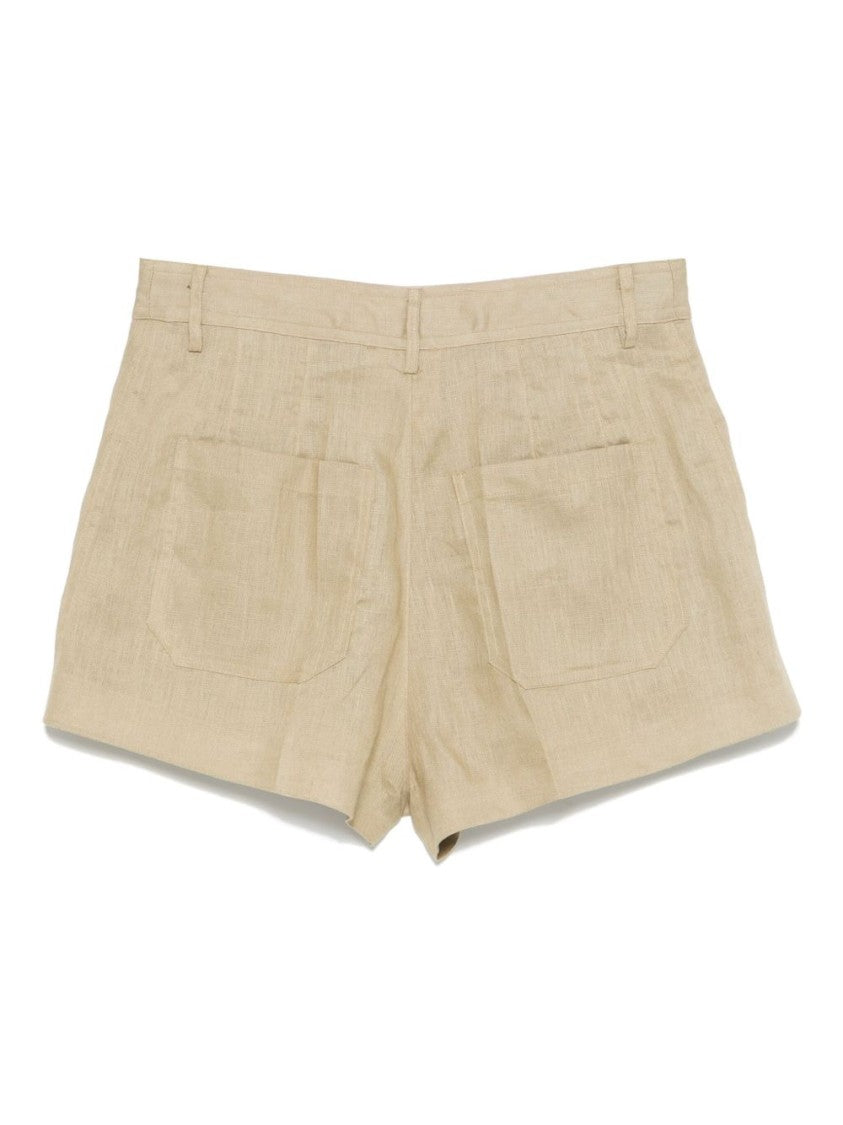 Semi Couture Tailored Beige Shorts With Textured Fabric