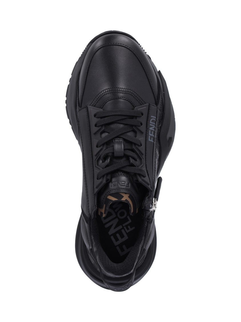Fendi Black Flow Ff Logo Leather Sneakers