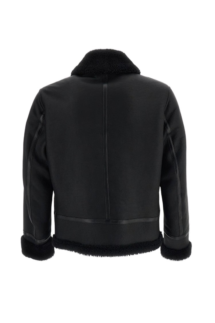 Emmeti Nappa Leather Biker Jacket With Shearling Accents