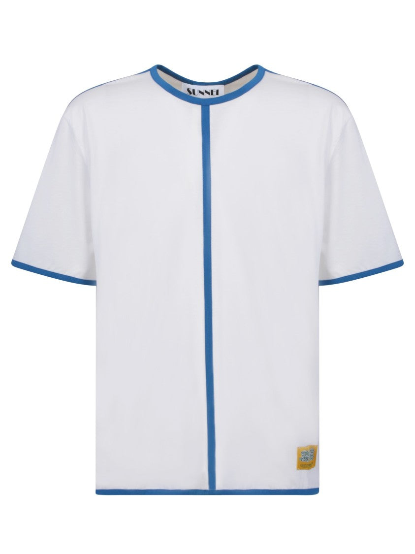 Sunnei White Cotton T-Shirt With Logo Patch