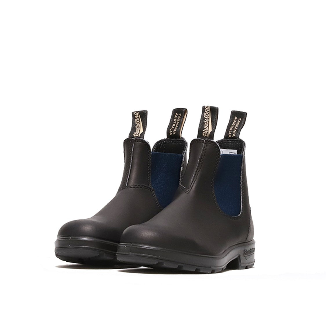 Blundstone Ankle Boot In Black Leather And Blue Elastic
