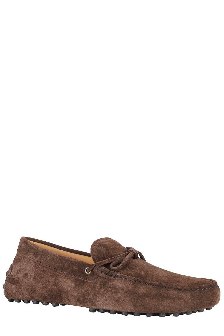 Tod's Brown Moccasin Lace Up Gommino 22L Suede Loafers