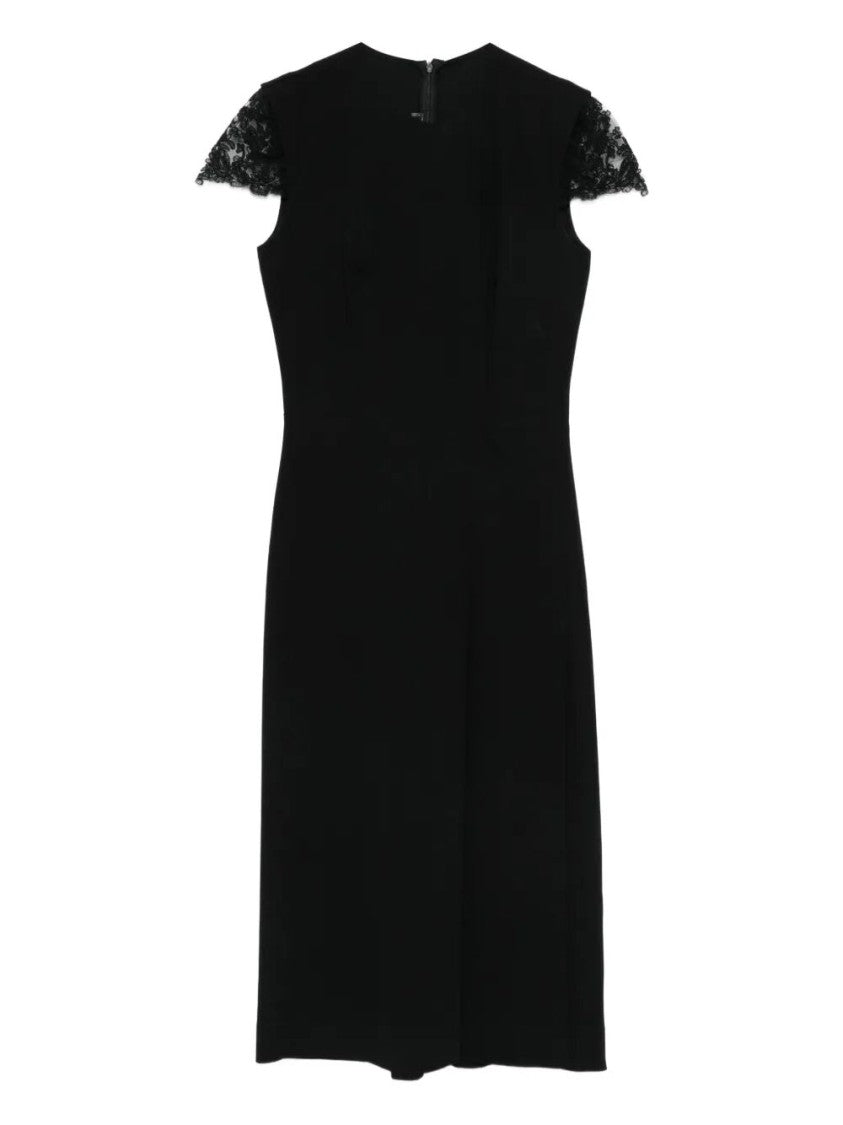 Ermanno Scervino Fitted Midi Dress With Lace Cap Sleeves
