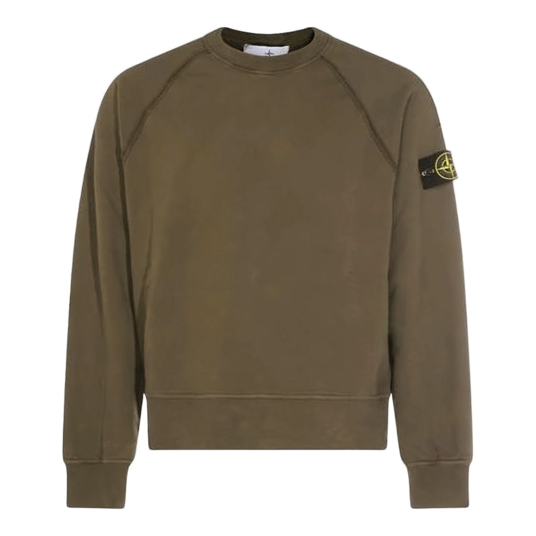 Stone Island Long-Sleeve Olive Green Cotton T-Shirt