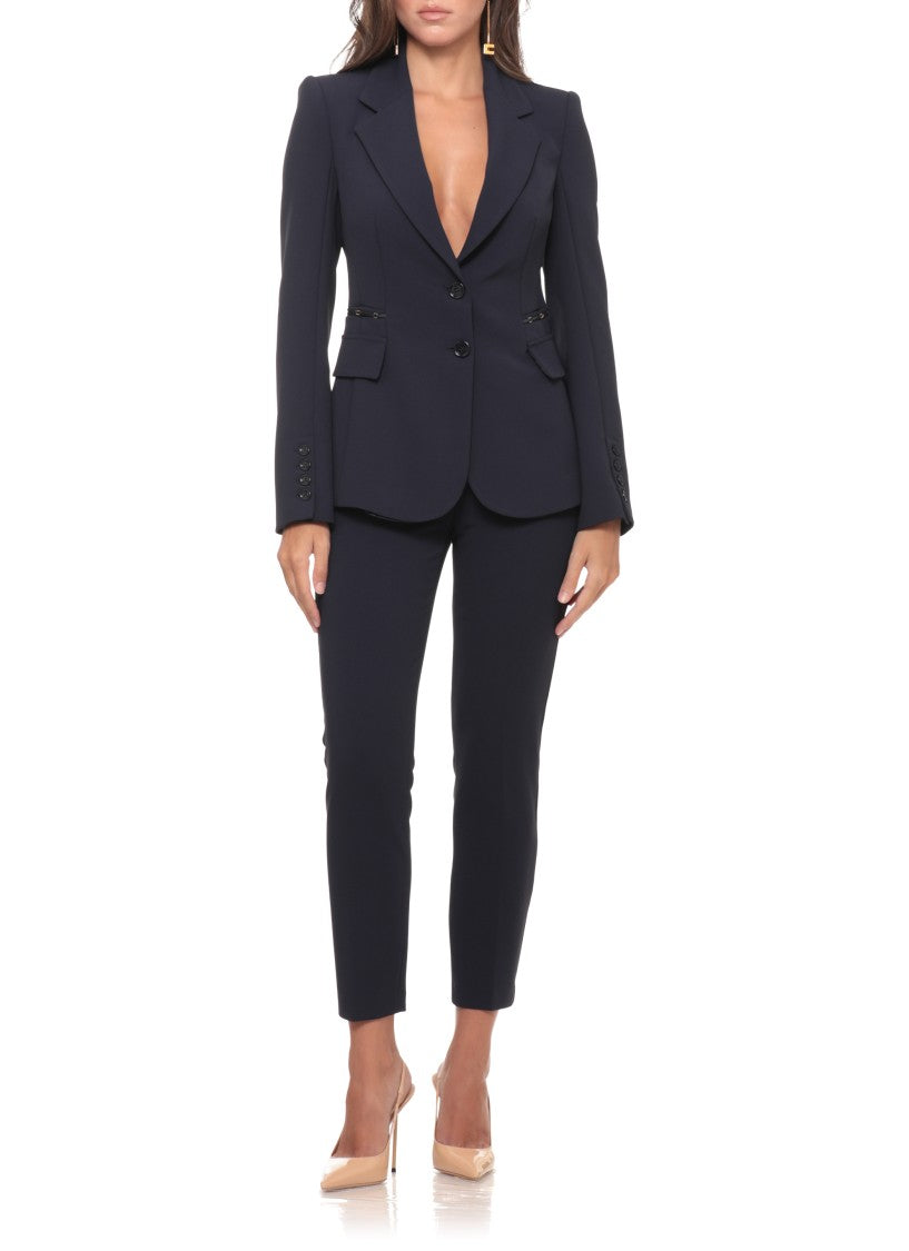 Elisabetta Franchi Ankle-Length Tailored Trousers With Decorative Waist Application