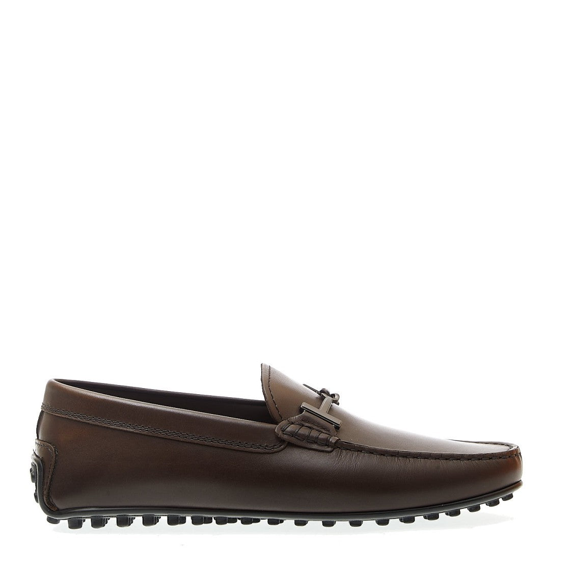 Tod's City Gommino In Brown Leather Buckle