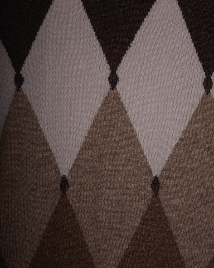 Ballantyne Brown Argyle Pattern Sweater
