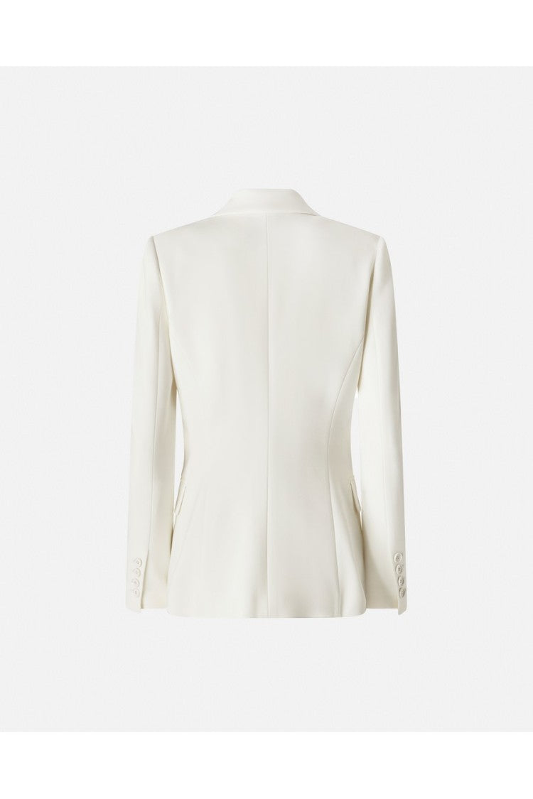 Pinko White Viscose-Nylon Single-Breasted Blazer