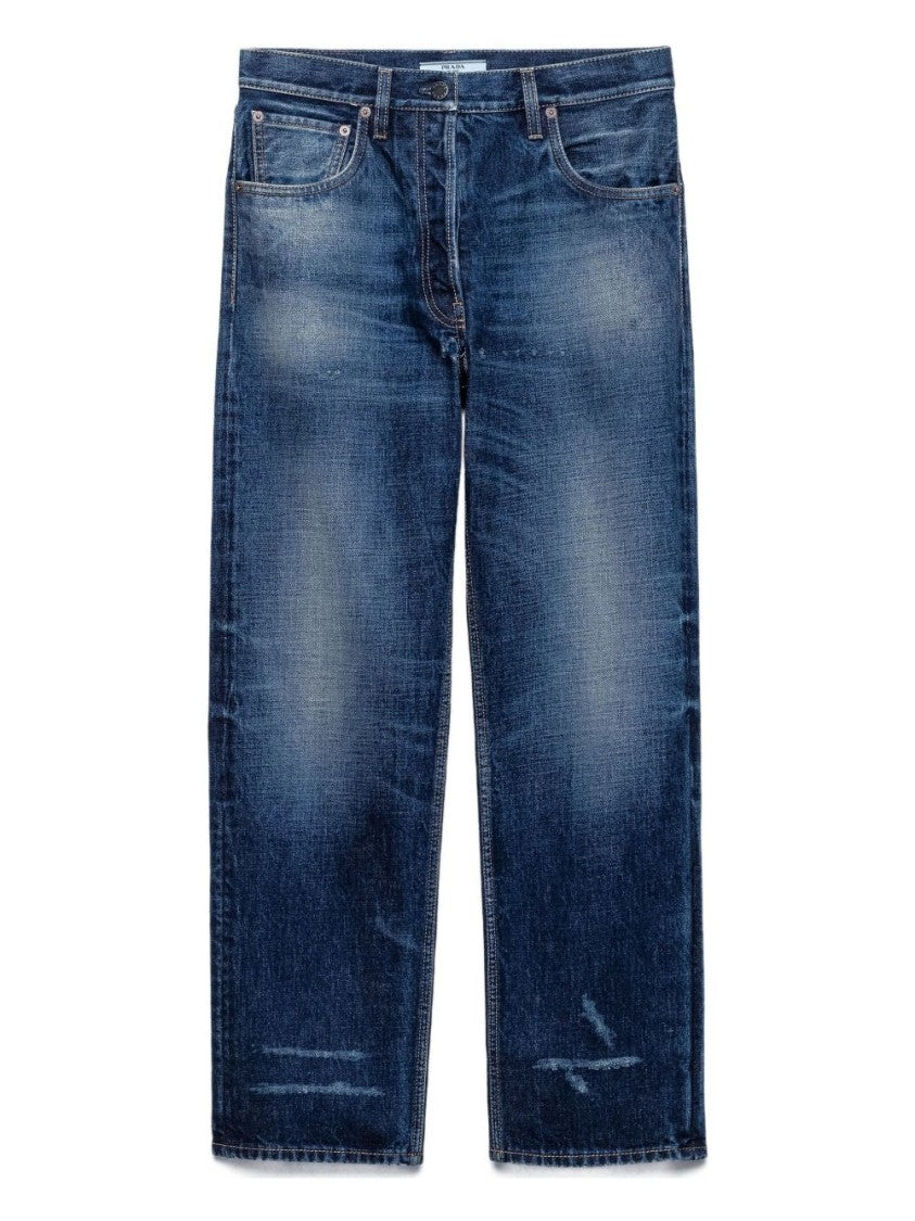 Prada Relaxed Straight-Leg Jeans With Faded Details