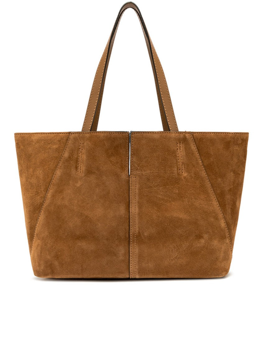 Gianni Chiarini Maya Structured Brown Suede Leather Tote