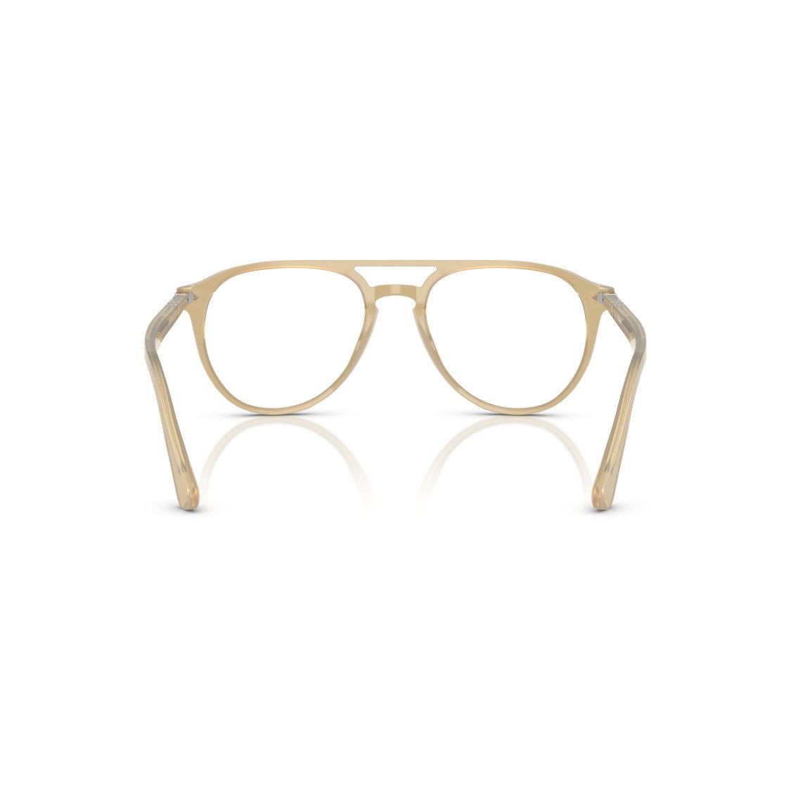 Persol Translucent Beige Acetate Aviator Eyeglasses With Double Bridge