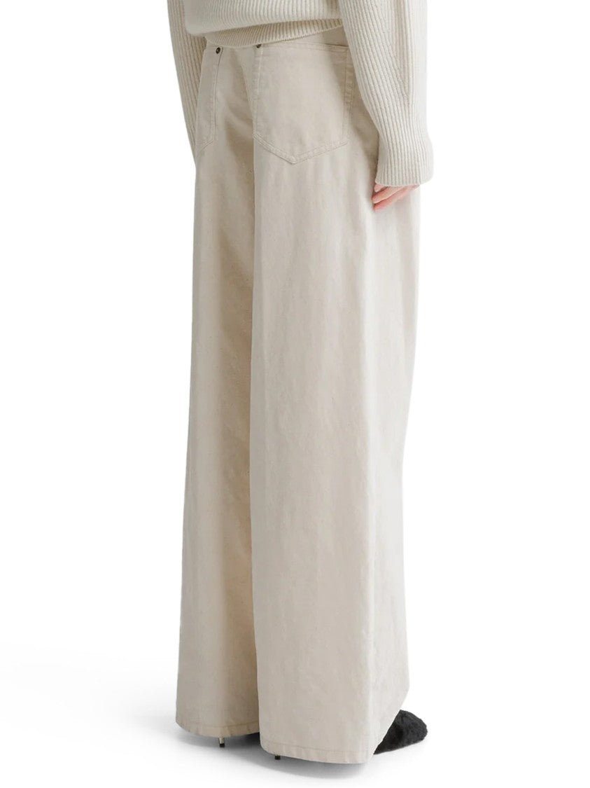 Forte Forte Wide-Leg Flocked Denim Trousers With Classic Five-Pocket Design