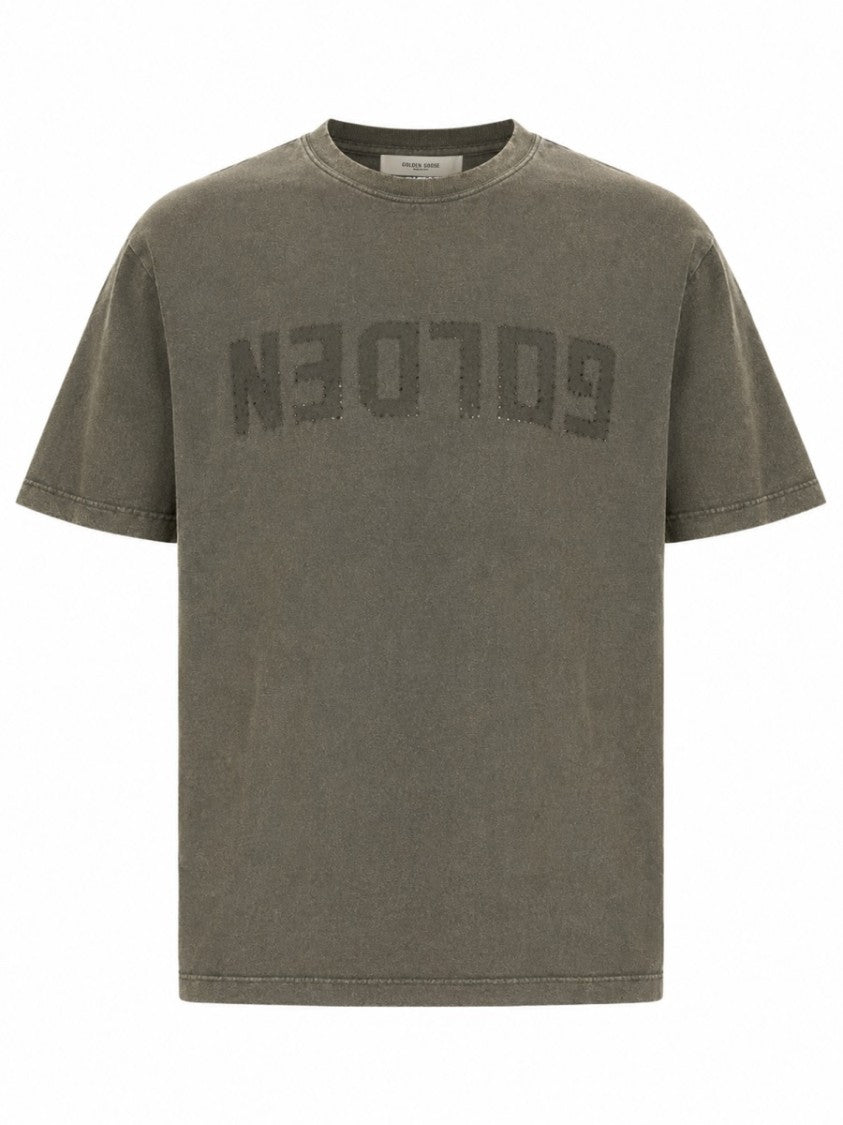 Golden Goose Short-Sleeved Vintage Grey Cotton T-Shirt