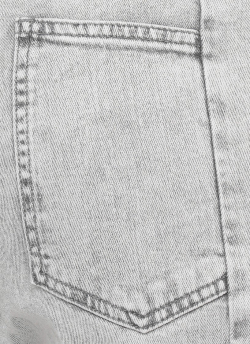 Panicale Grey Cotton Straight-Leg Jeans