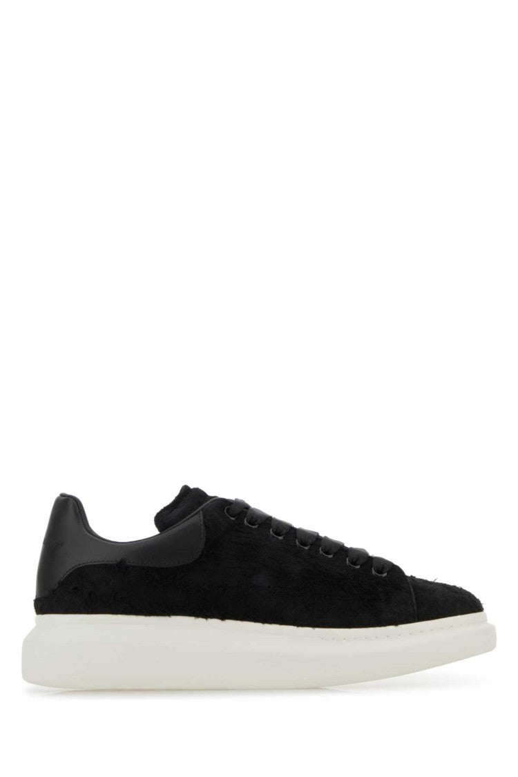 Alexander Mcqueen Black Leather Sneakers With Black Leather Heel