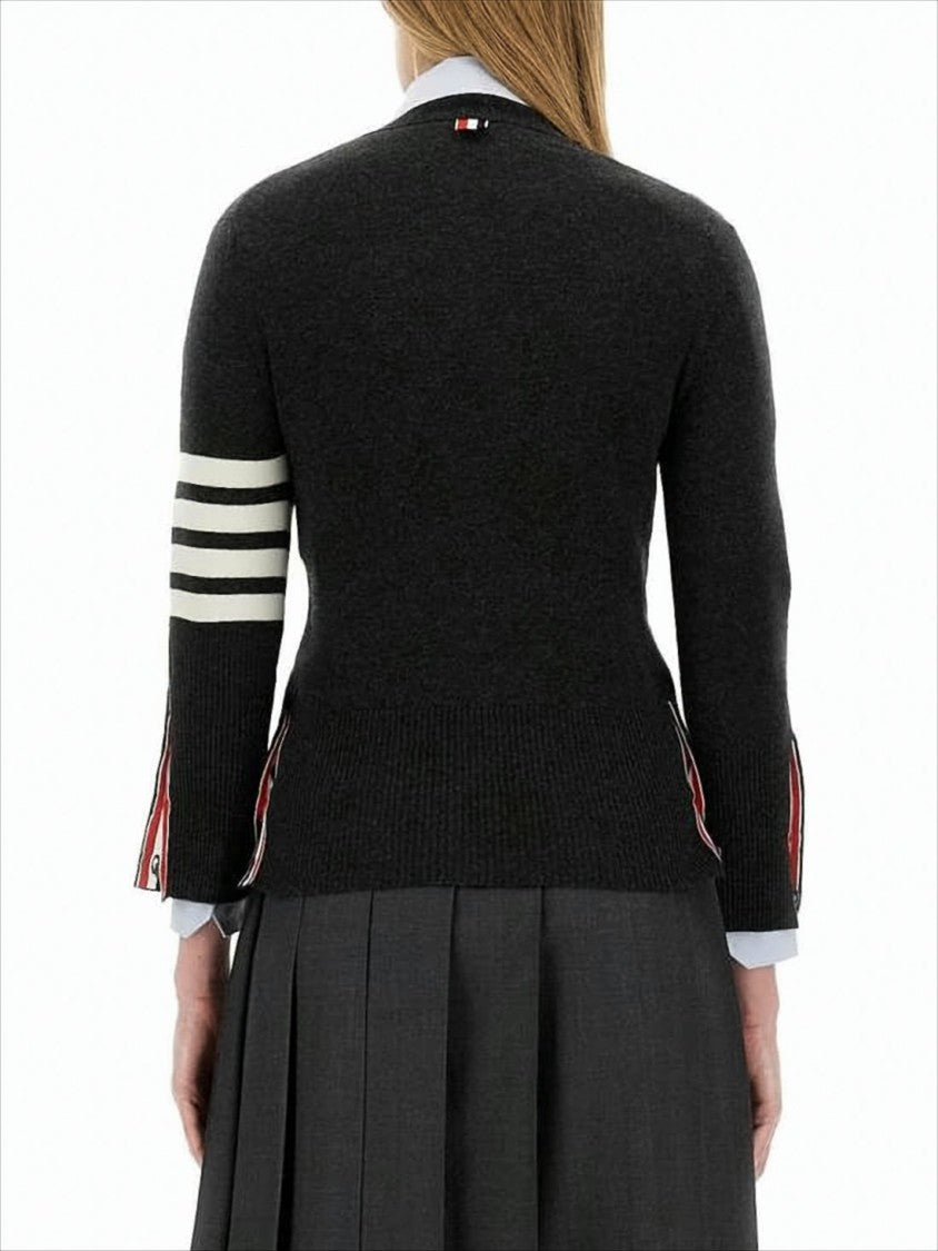 Thom Browne Fitted Cashmere Cardigan With Deep V-Neck And Button Details