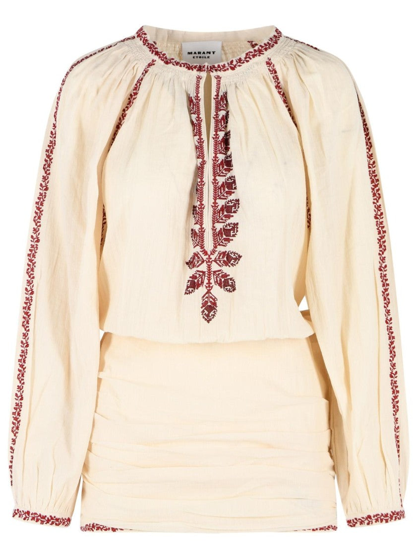 Isabel Marant Étoile 'Ludy' Short Dress In Beige And Red Cotton