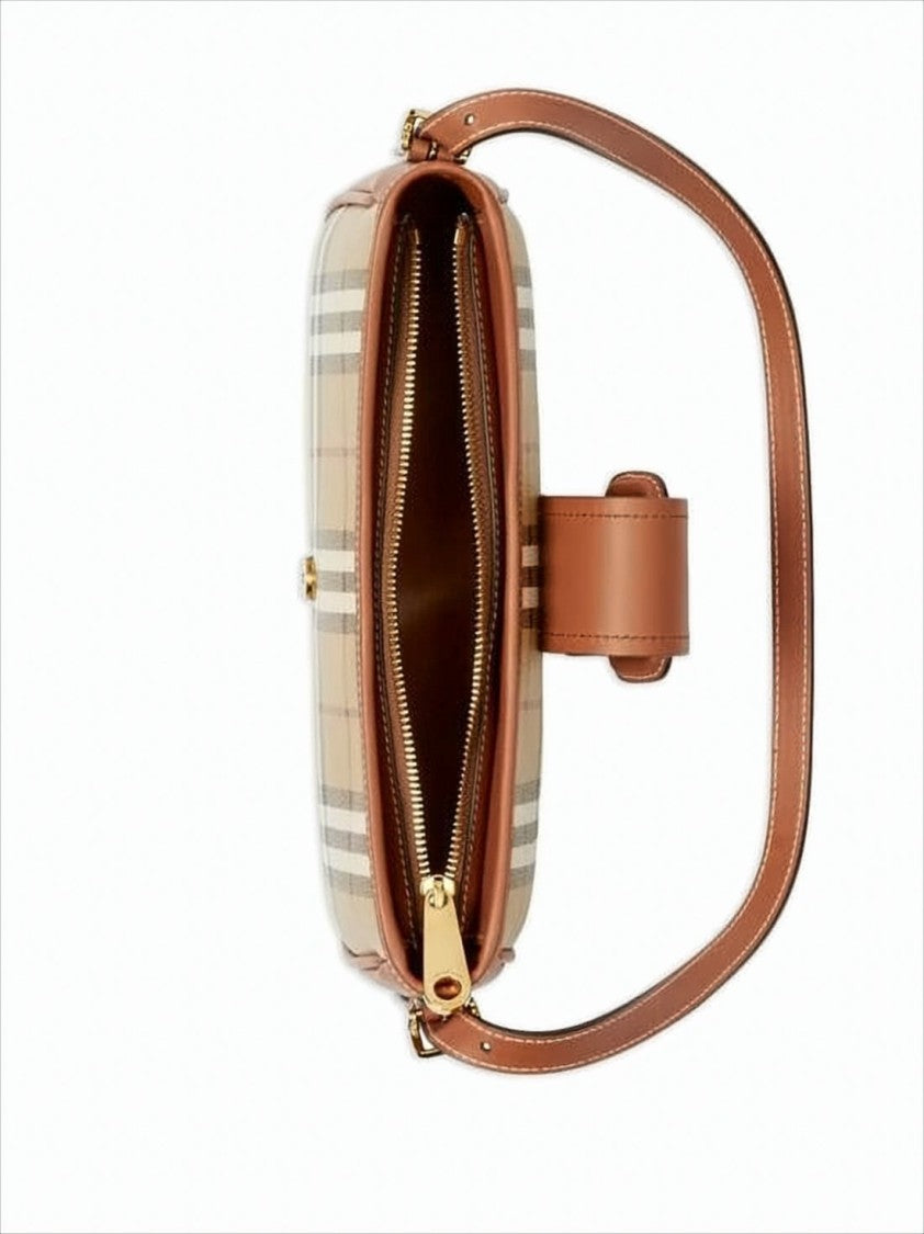 Burberry Structured Check Pattern Shoulder Bag