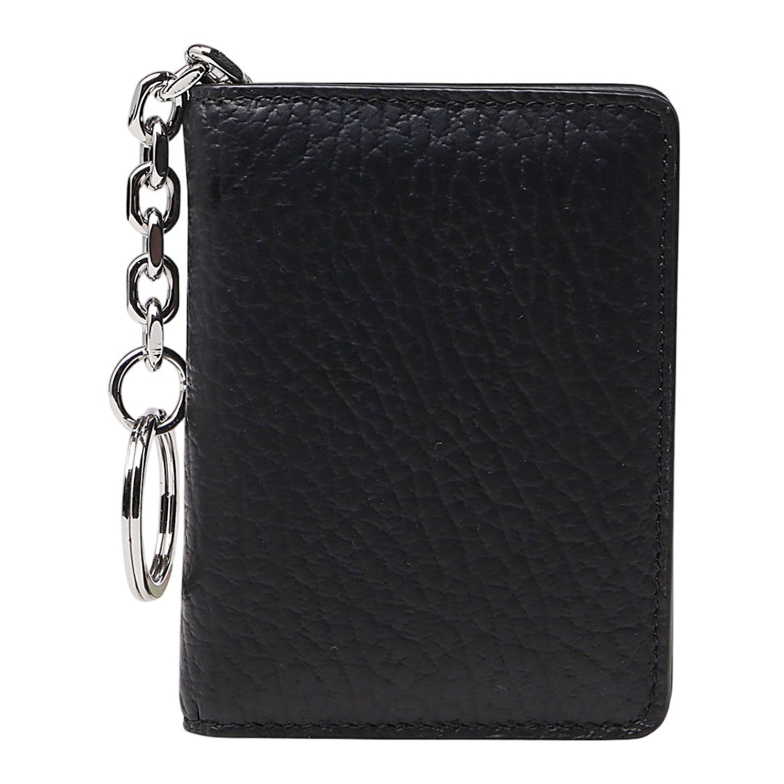 Maison Margiela Textured Black Wallet With Chain Detail And Snap Closure