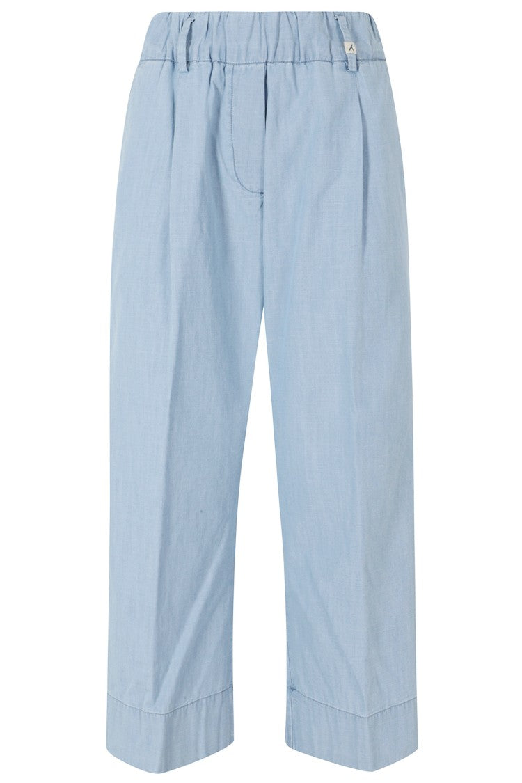 Myths Light Blue Elastic-Waist Cotton Straight-Leg Pants