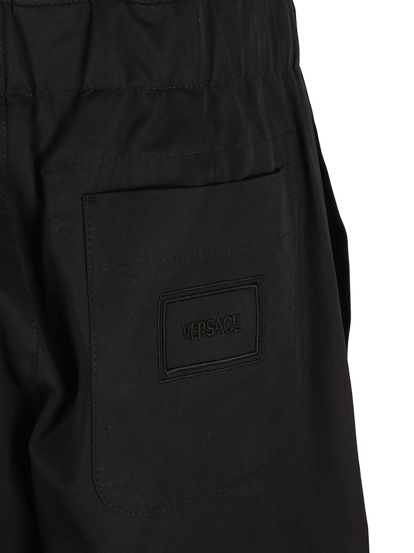 Versace Relaxed Fit Black Trousers With Drawstring Waist
