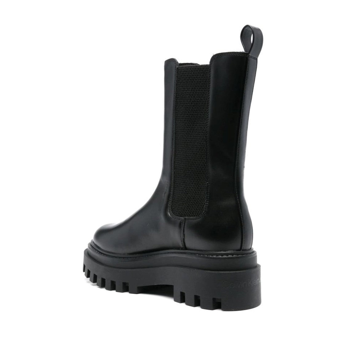 Calvin Klein Jeans Black Leather Chunky Rubber Sole Chelsea Ankle Boots