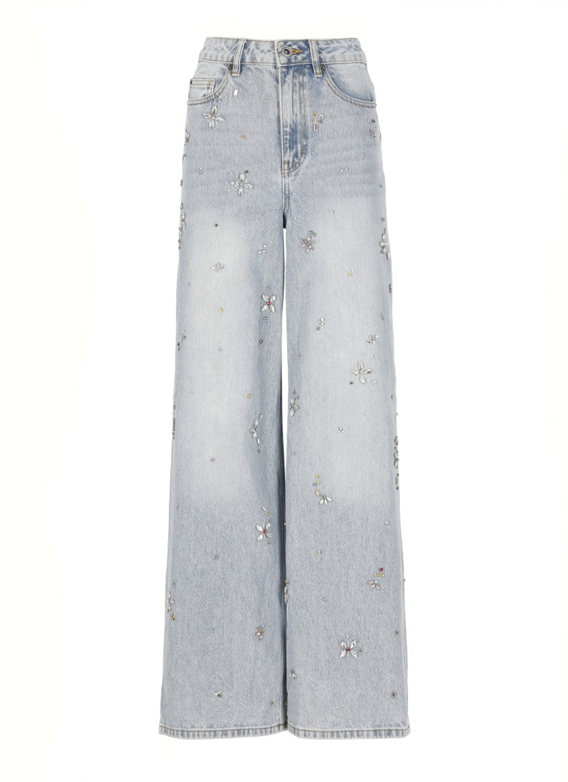 Self-Portrait Light Blue Wide-Leg Jeans
