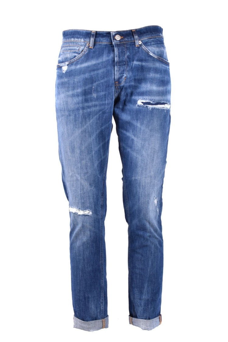 Dondup Distressed Blue Denim Slim Fit Jeans