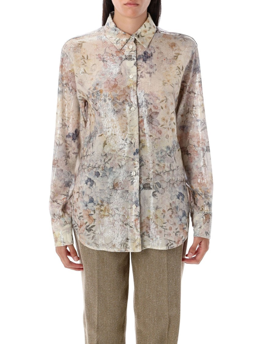 Golden Goose Long-Sleeved Button-Up Shirt With Floral Print