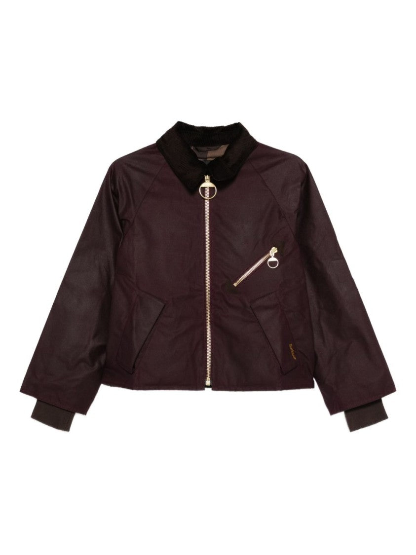 Barbour Rich Bordeaux Cropped Jacket With Corduroy Collar