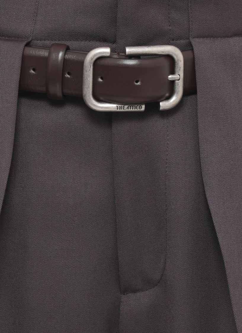 The Attico Straight-Leg Purple Trousers With Lapel Cuffs And Built-In Belt