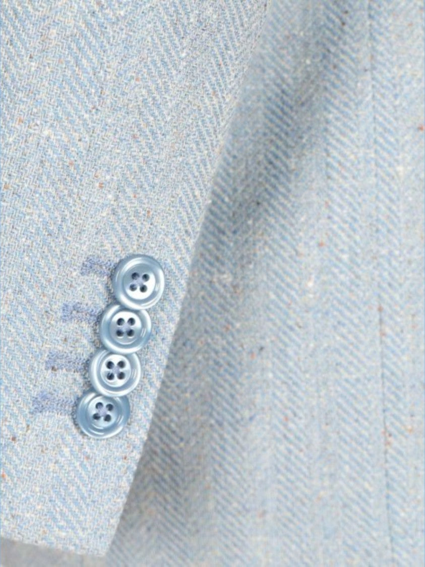 Tagliatore Light Blue Double Breasted Peak Lapels Blazer