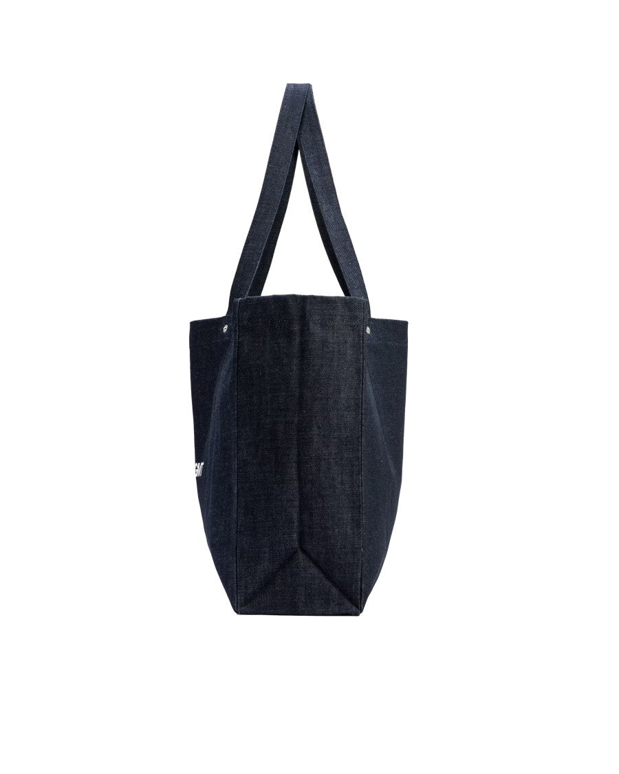 A.P.C. Indigo Cotton Shopper Tote With Riveted Logo Details