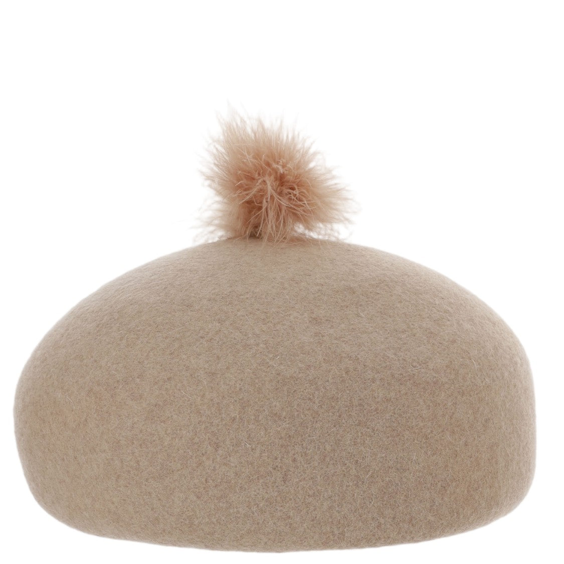 Alexia Alvarez De Toledo Beige Stiff Wool Pom-Pom Beanie Hat