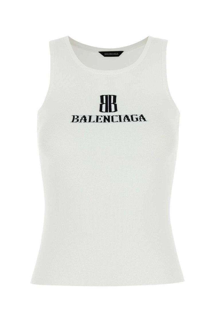 Balenciaga White Viscose Blend Tank Top