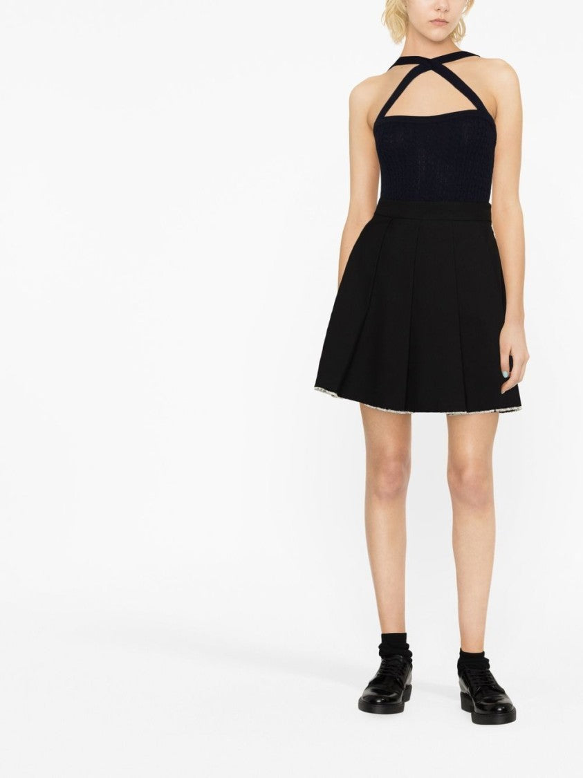 Patou Cable-Knit Halterneck Top In Midnight Blue