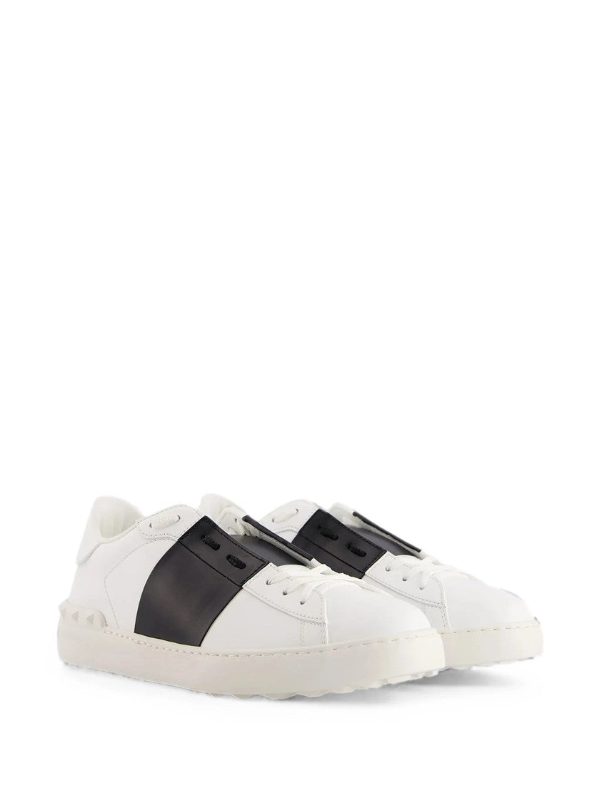 Valentino White Open Leather Black Sneakers