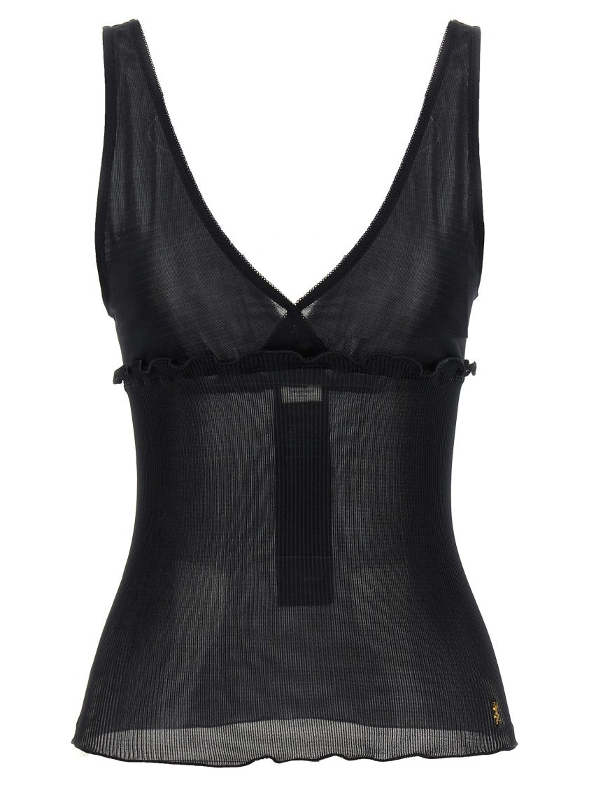 Saint Laurent 'Cassandre' Silk Jersey Ruffle Top