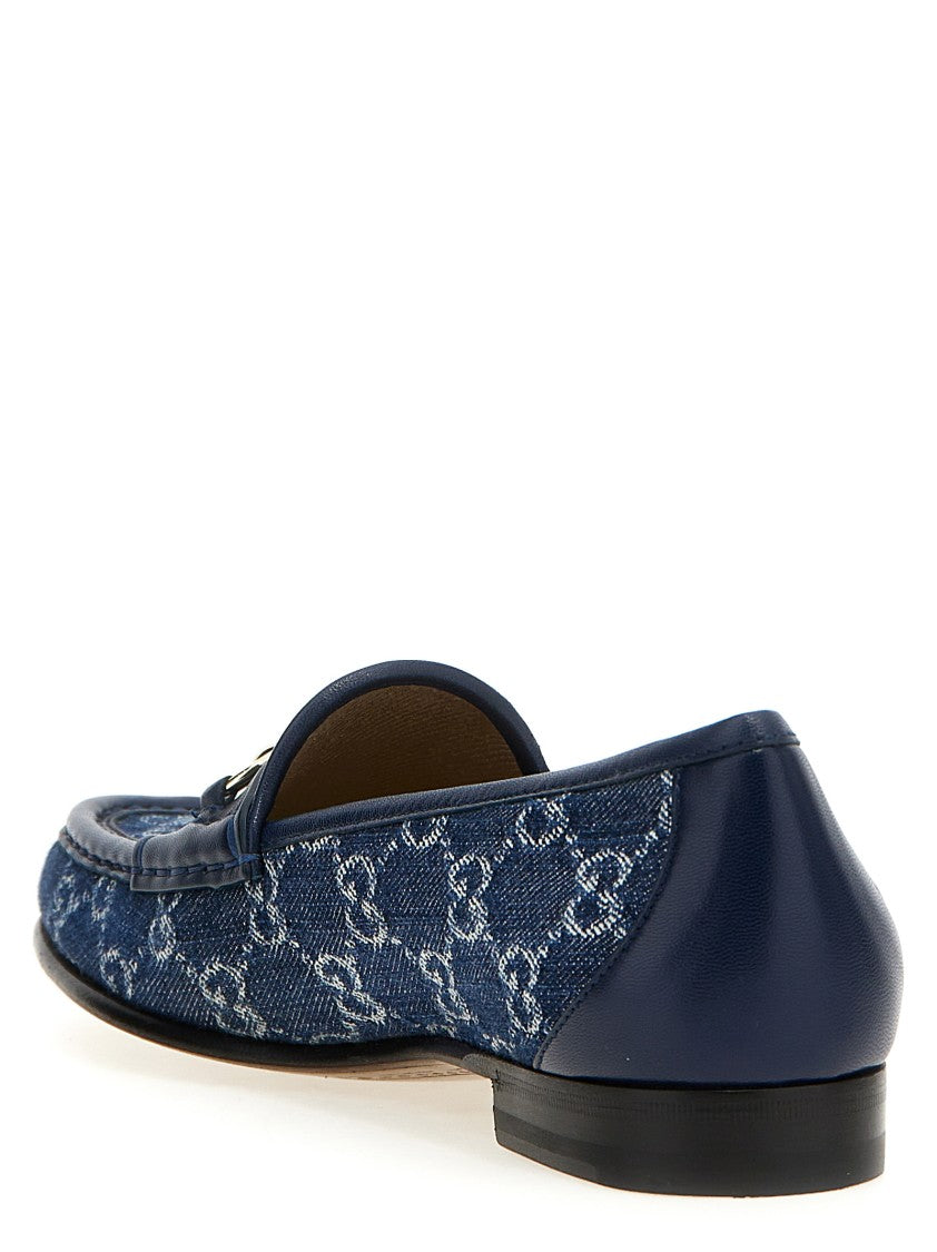 Gucci Gg Denim Loafers With Horsebit Detail