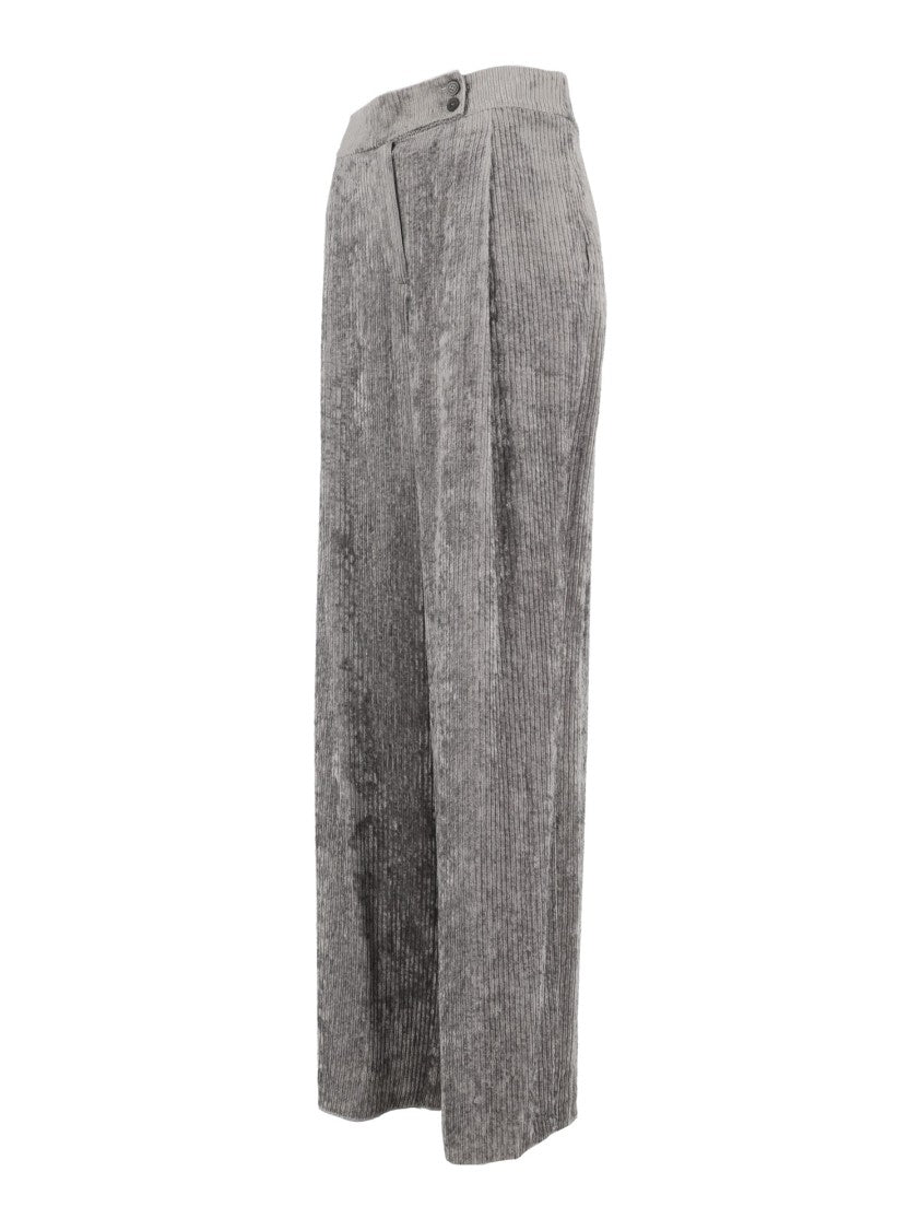 Emporio Armani High-Waisted Textured Wide-Leg Pants