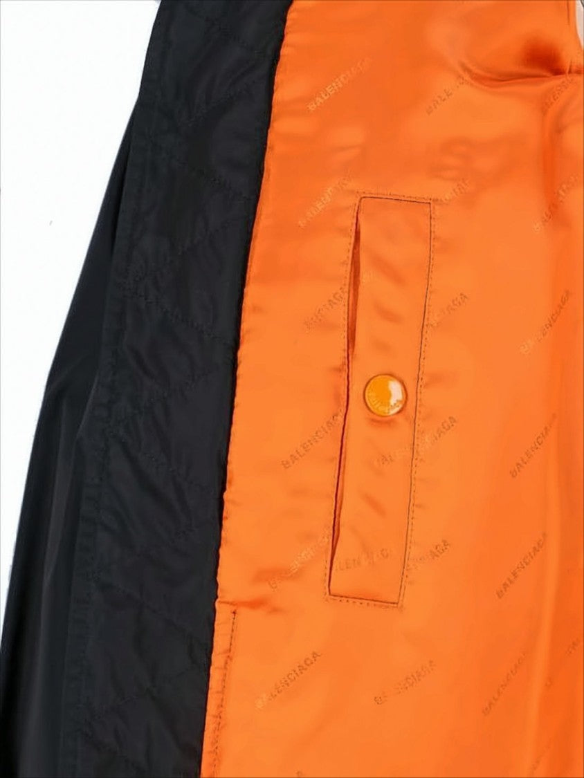 Balenciaga Voluminous Matte Black Bomber Jacket With Puffed Sleeves