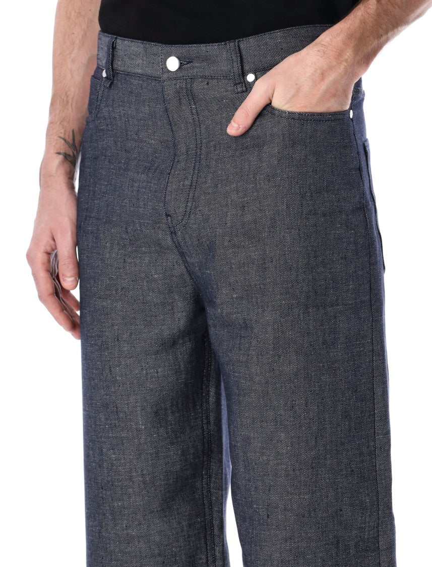 Fendi Dark Wash Straight Leg Five Pocket Jeans
