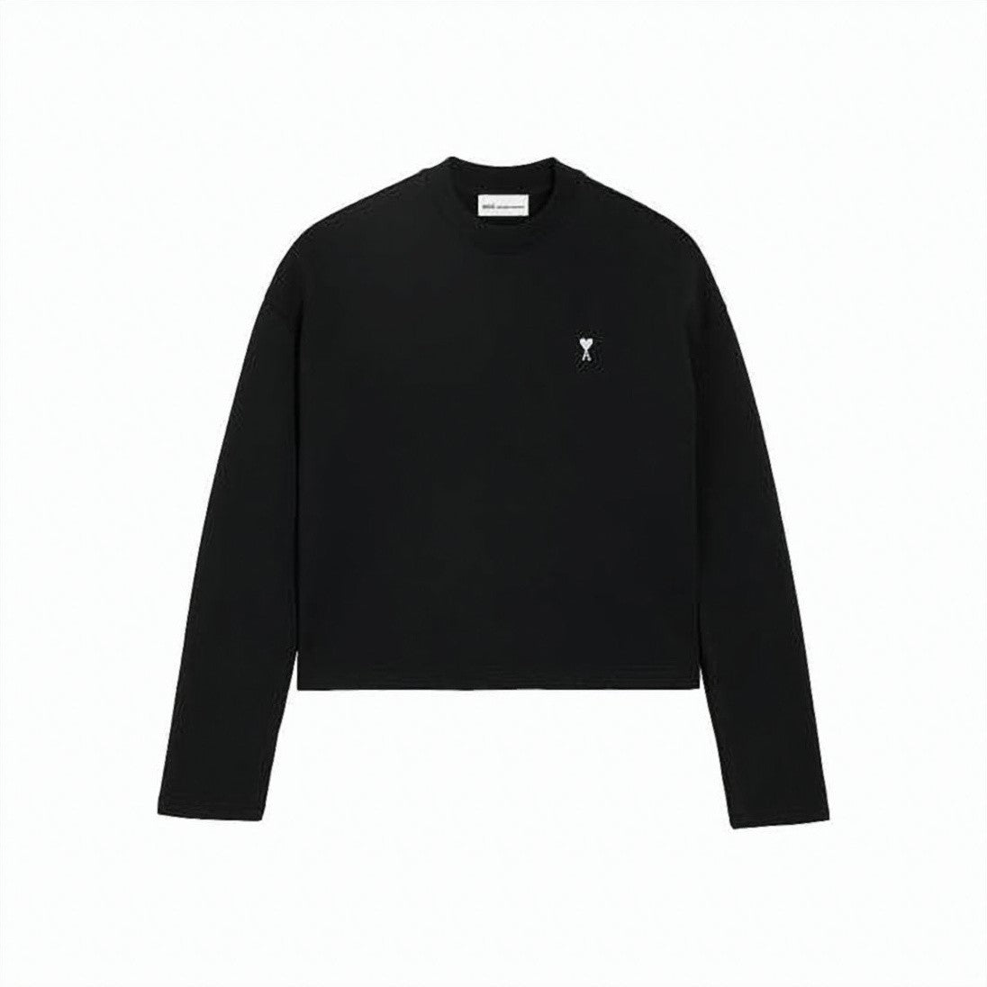 Ami Paris Long-Sleeve Cotton Top With Subtle Embroidery
