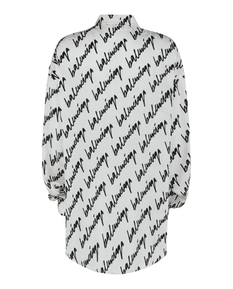Balenciaga Scribble Fluid Jacquard Silk Blouse