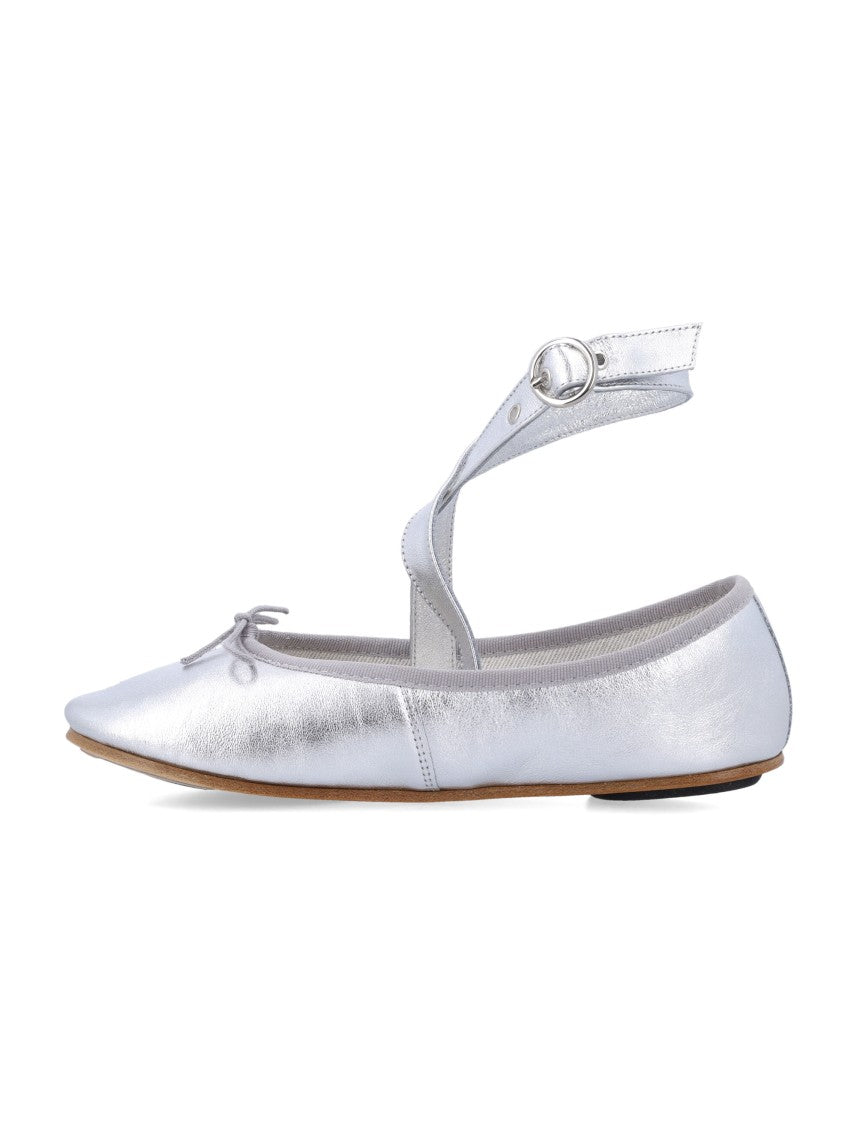 Repetto Sophia Belt Ballet Flats With Metalized Leather